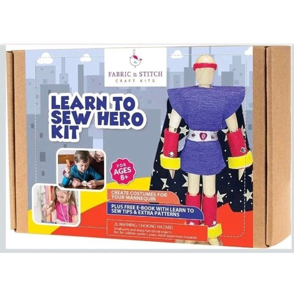 Fabric N Stitch Craft Kits - Learn to Sew Hero Kit New In Box Ages 8+